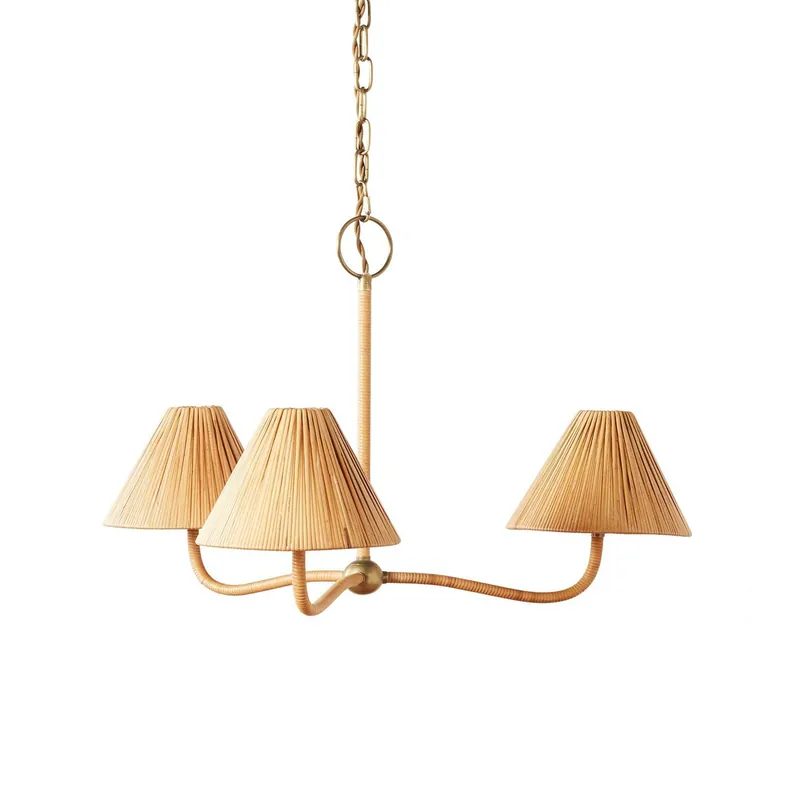 Delphine Chandelier Métal Rattan Tissé Naturel Élégance