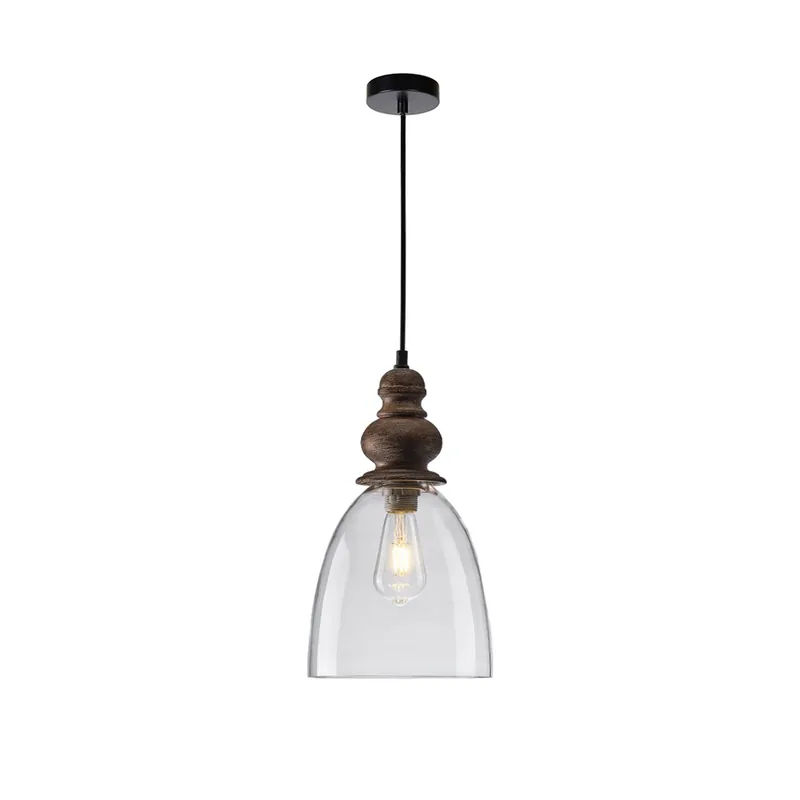 Inert Lampe Pendante en Bois et Verre Minimaliste Moderne