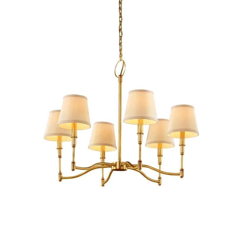 Unfold Chandelier Métal Laiton Tissu Traditionnel Vintage