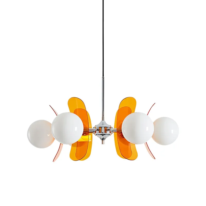 Prism Chandelier Sputnik Créatif En Verre Orange Et Acrylique