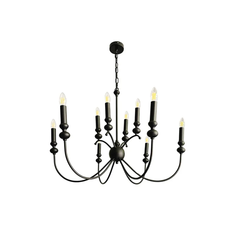 Crest Chandelier Métal Noir Industriel Vintage Premium