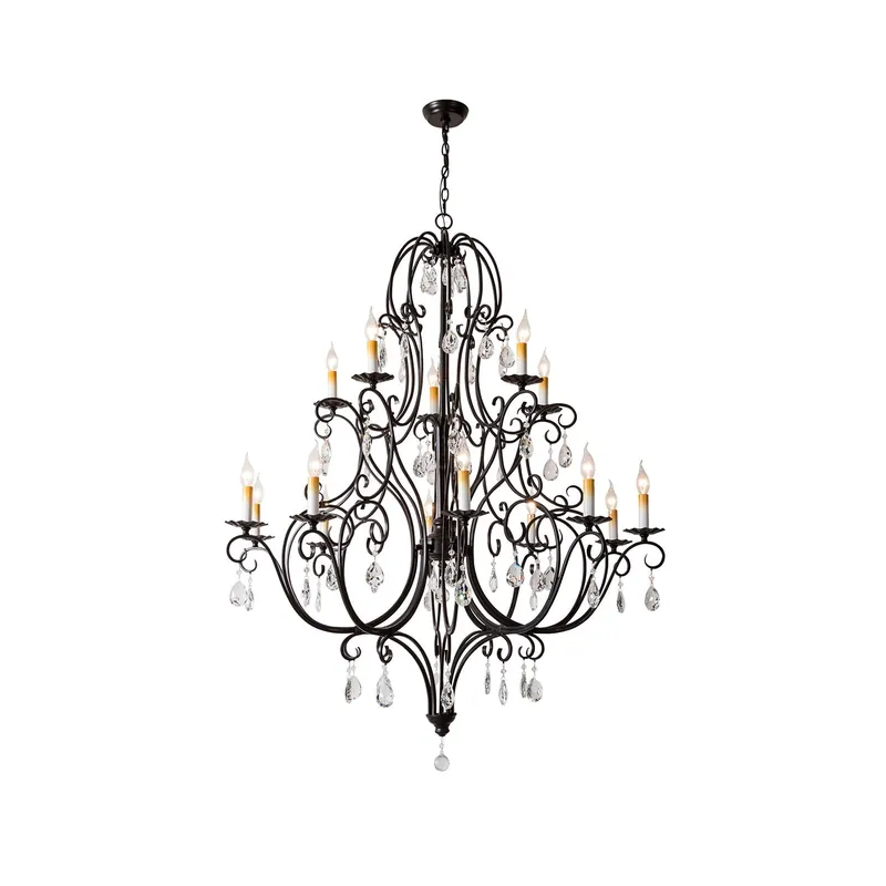 Chandelier à Échelons en Métal Cristal Luxueux Postmoderne