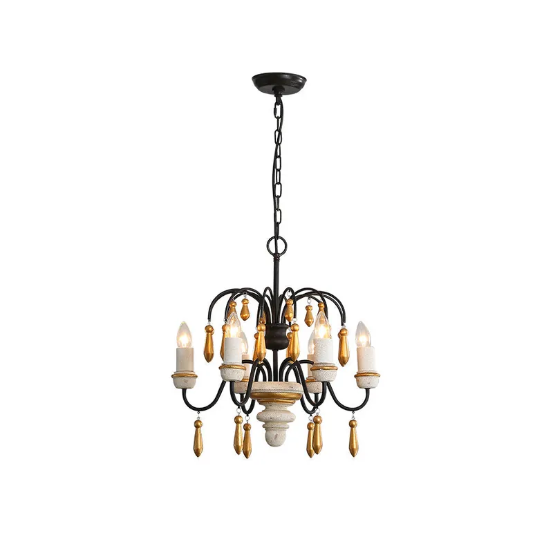 Noble Niche Chandelier en Bois et Métal Vintage