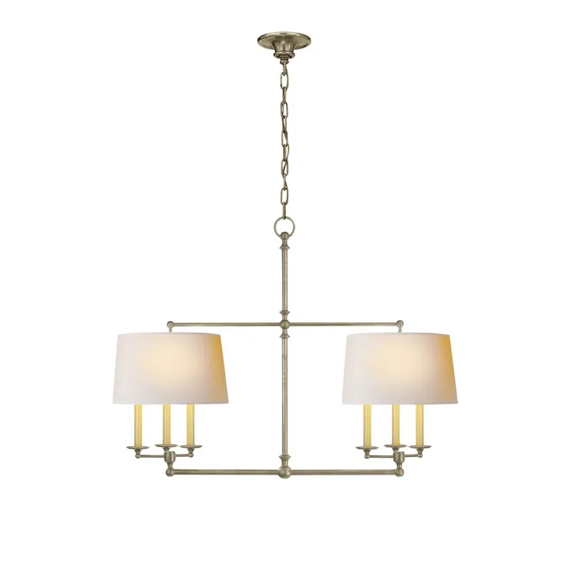 Chandelier en Laiton et Tissu Vintage d'Art Classique avec Incrustation