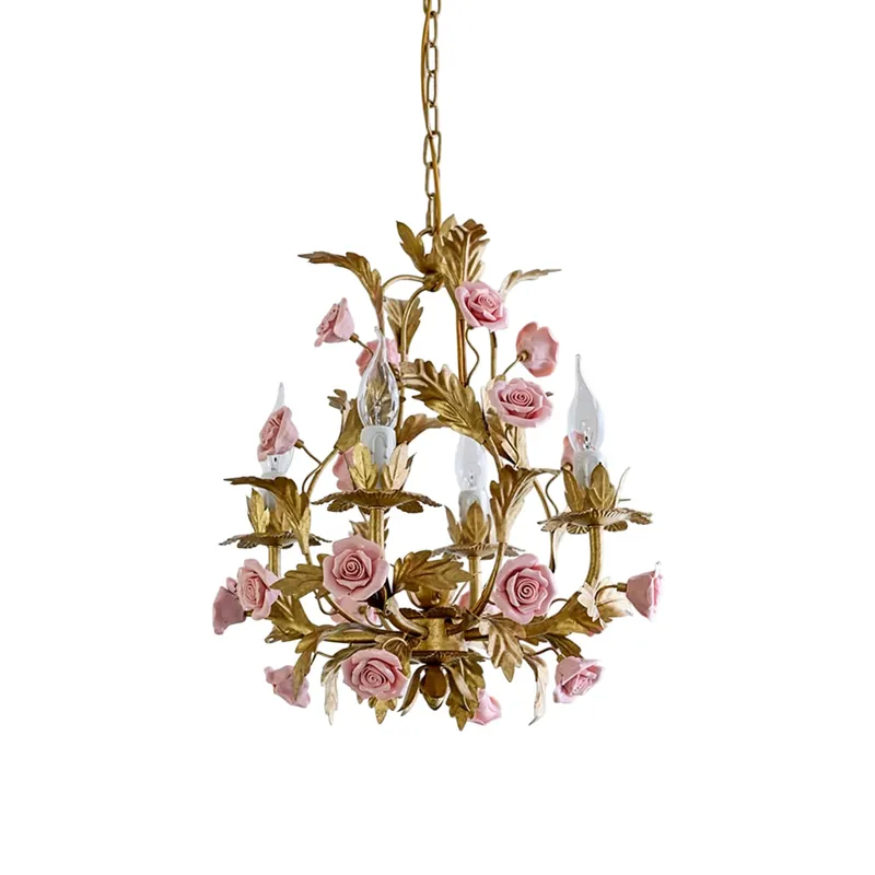 Ember Chandelier en Céramique Fleur de Rose de Luxe Postmoderne