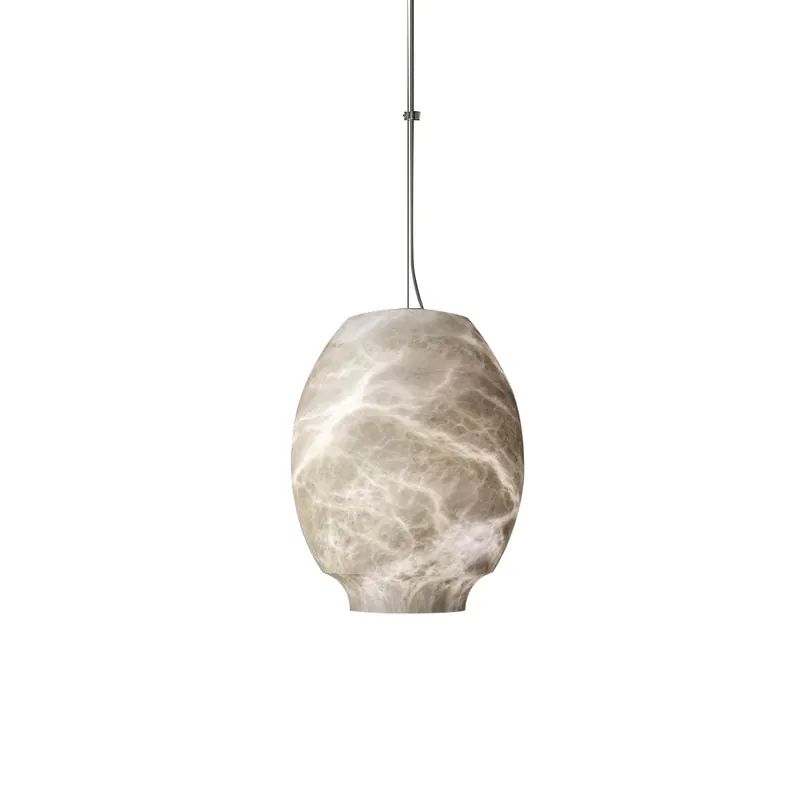 Miroir Lampe Pendante en Albâtre et Métal Minimaliste Moderne