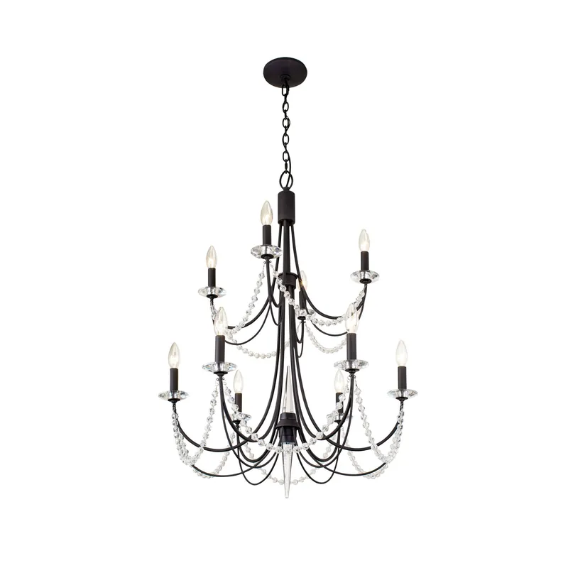Purelux Postmodern Luxe Laiton Métal Cristal Lustre