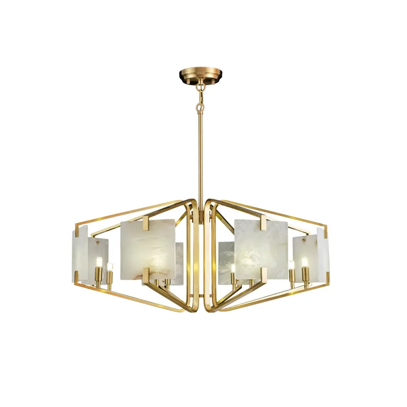 Plotuvys Chandelier Laiton Albâtre Luxe Postmoderne