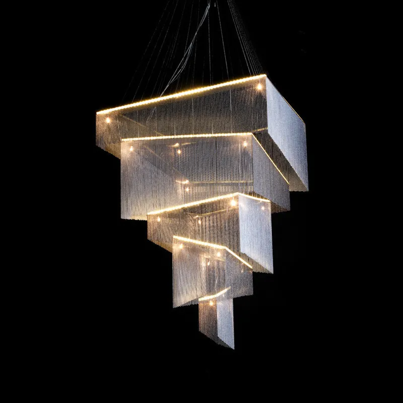 Caeluvyn Chandelier Métallique à Chaîne et Franges Postmoderne