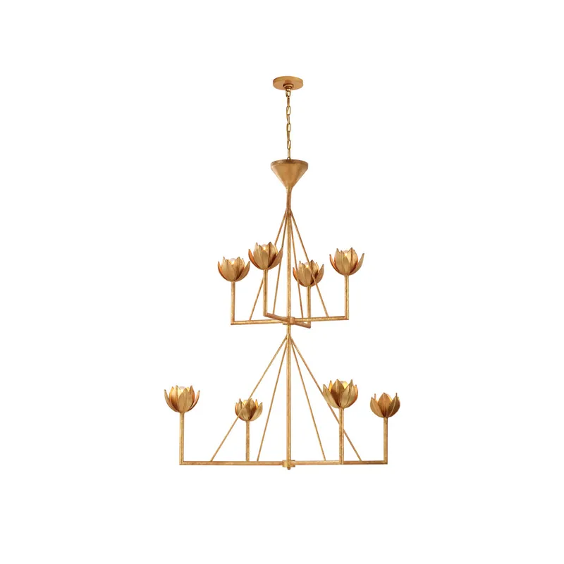 Alberto Chandelier Laiton Floral Moderne Salon