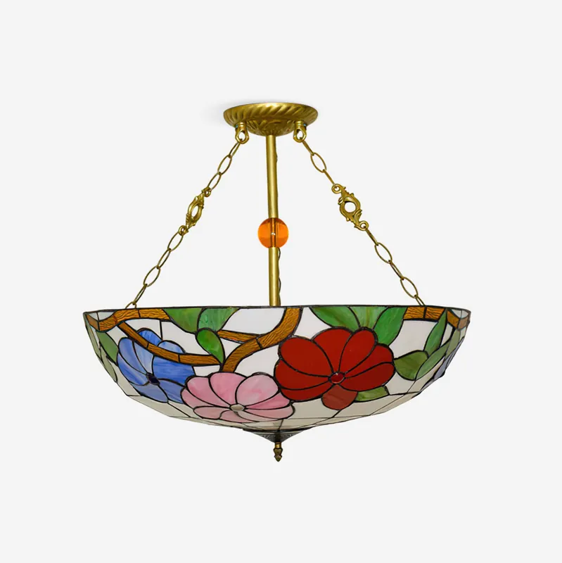 Tiffany Chandelier en Verre en Forme de Bol