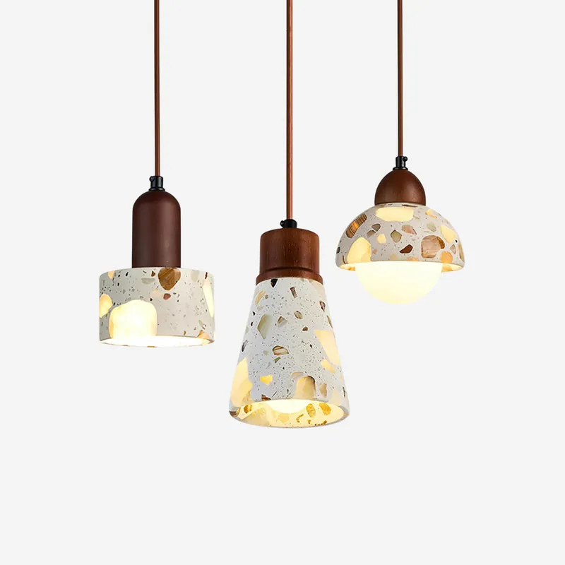 Tressa Lampe Suspension Sculpturale Incrustation Terrazzo