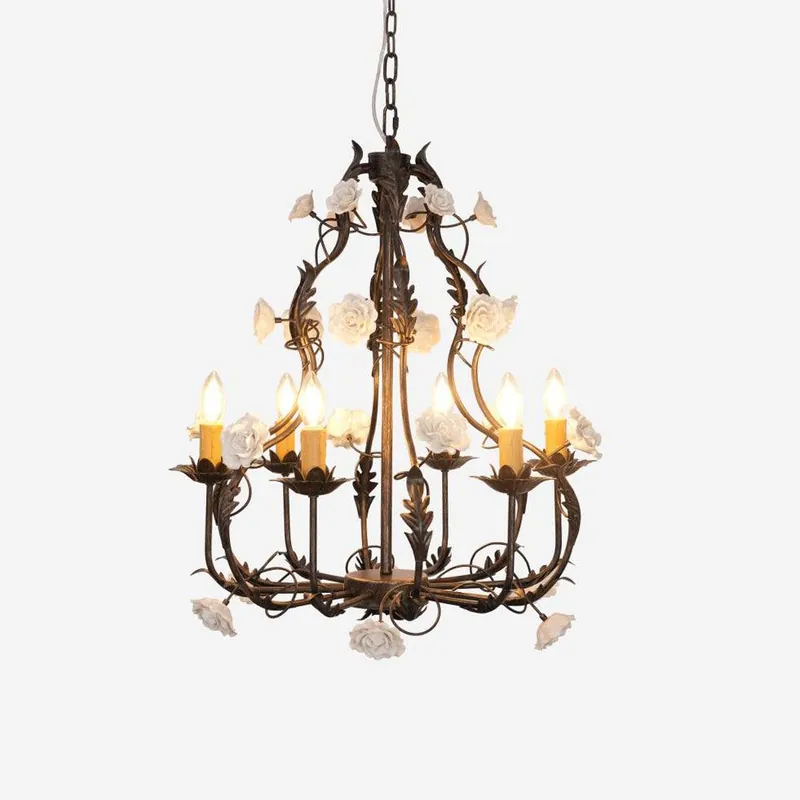 Rocaille Lustre Fleur Luxe Métal