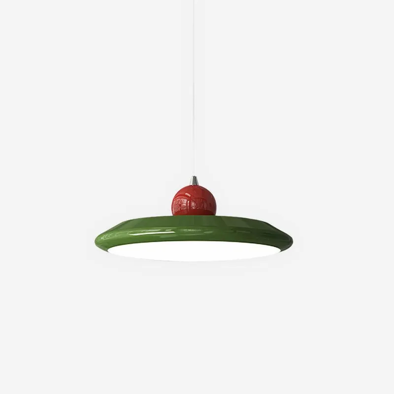 Lustra Lampe Pendante Disque Acrylique Blanc Bord Vert Rouge Audacieux