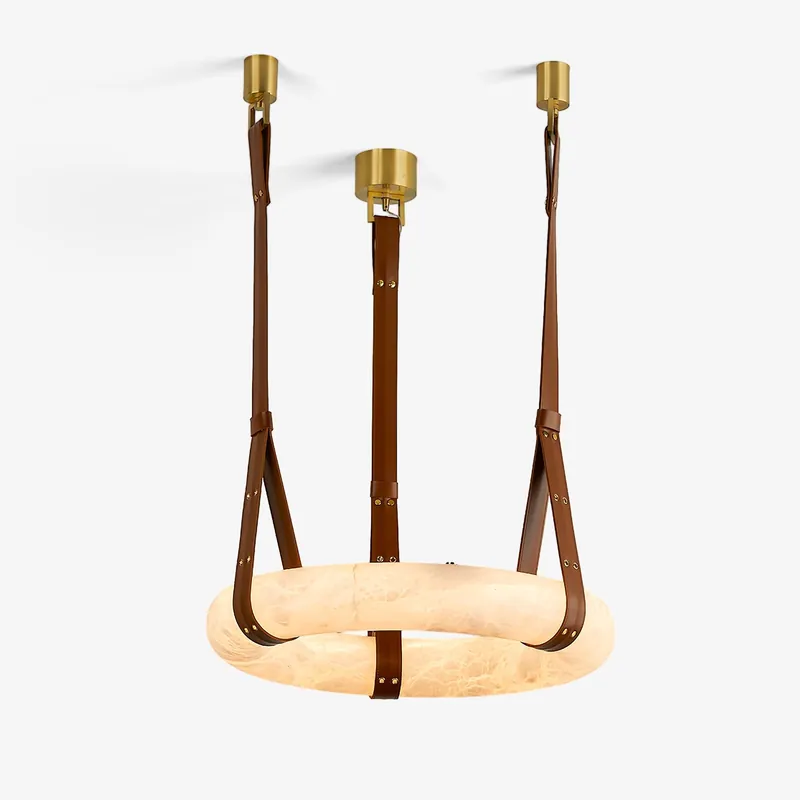 Suspension Alabaster Ring Triple lanières en cuir Nordic Luxe