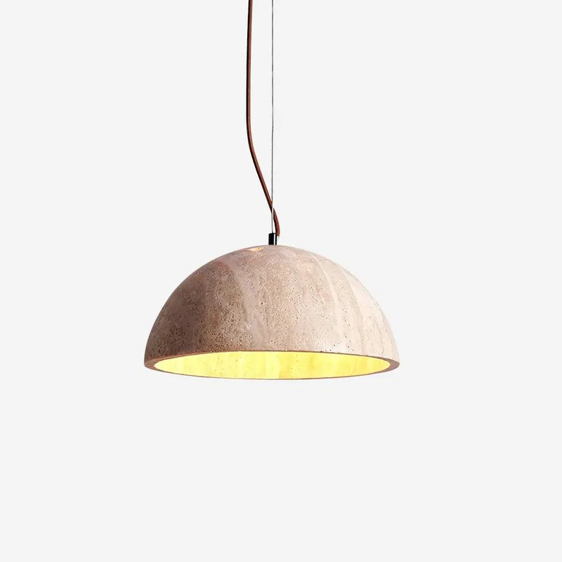 Virelli Lampe Pendante Abat-jour Dôme Travertin Chic Industriel Lueur Douce
