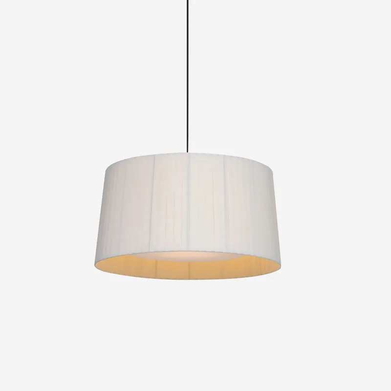 Drum Lampe Pendante Abat-jour en Tissu Pliée Noir Minimaliste Classique