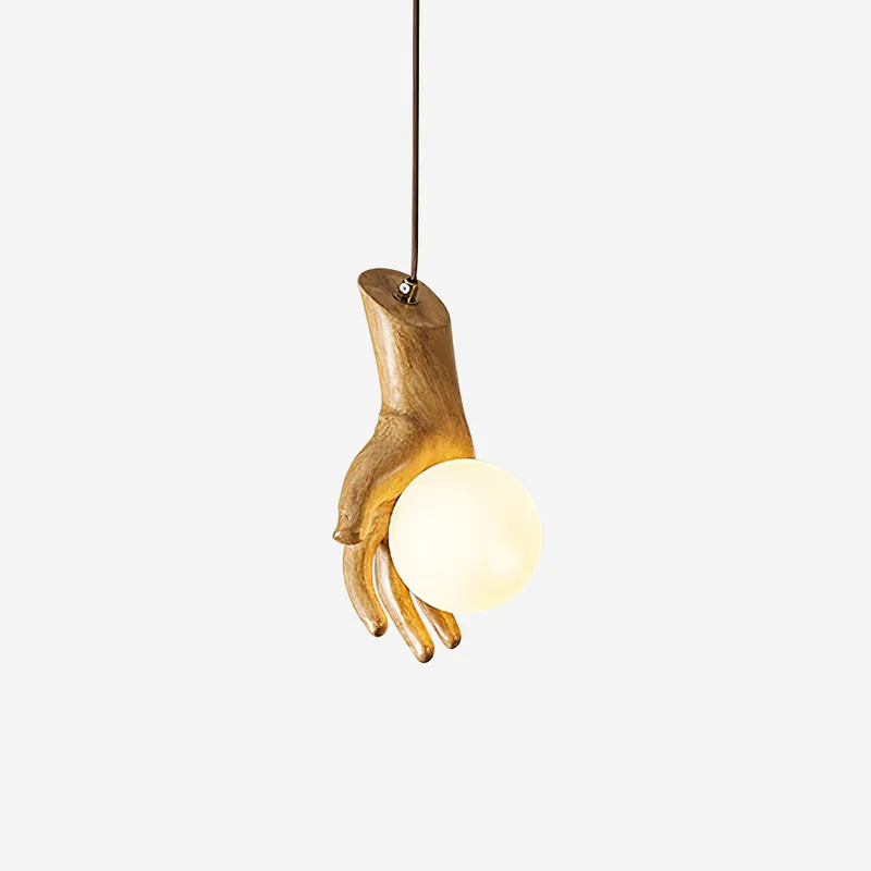 Virelli Lampe Pendante Sculpture Manuelle Poignée en Bois Globe en Acrylique Artistique