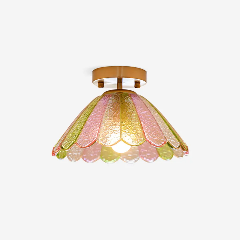 Vela Plafonnier Vintage en Verre Pétale Coloré