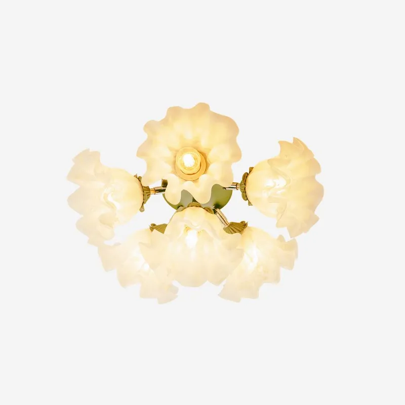Plafonnier Pétale Nuances Ondulé Verre Floraison Élégant Floral