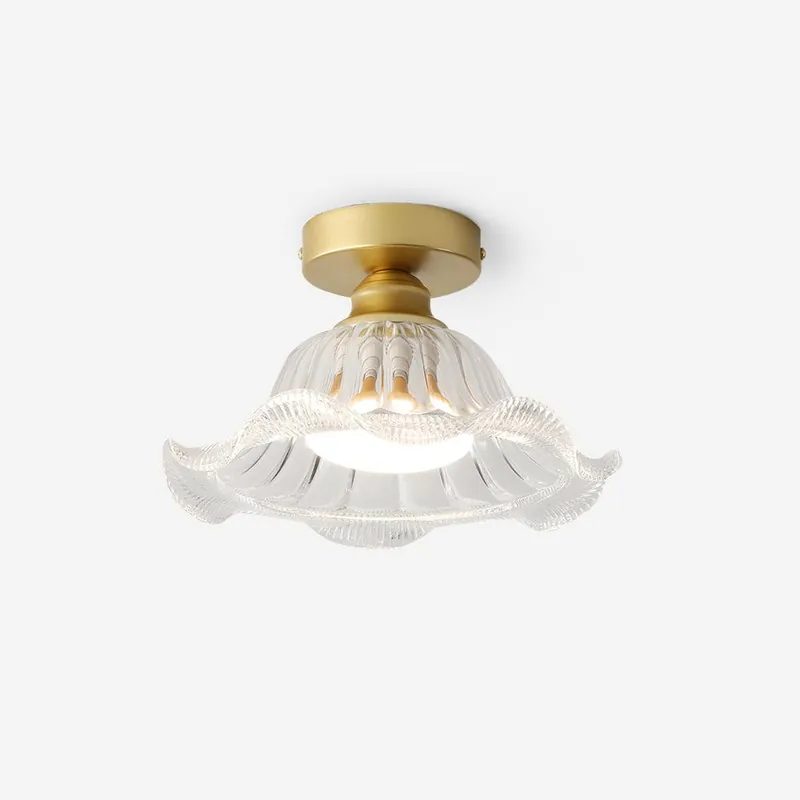 Rosa Plafonnier Verre Froncé Abat-jour Moderne Chambre