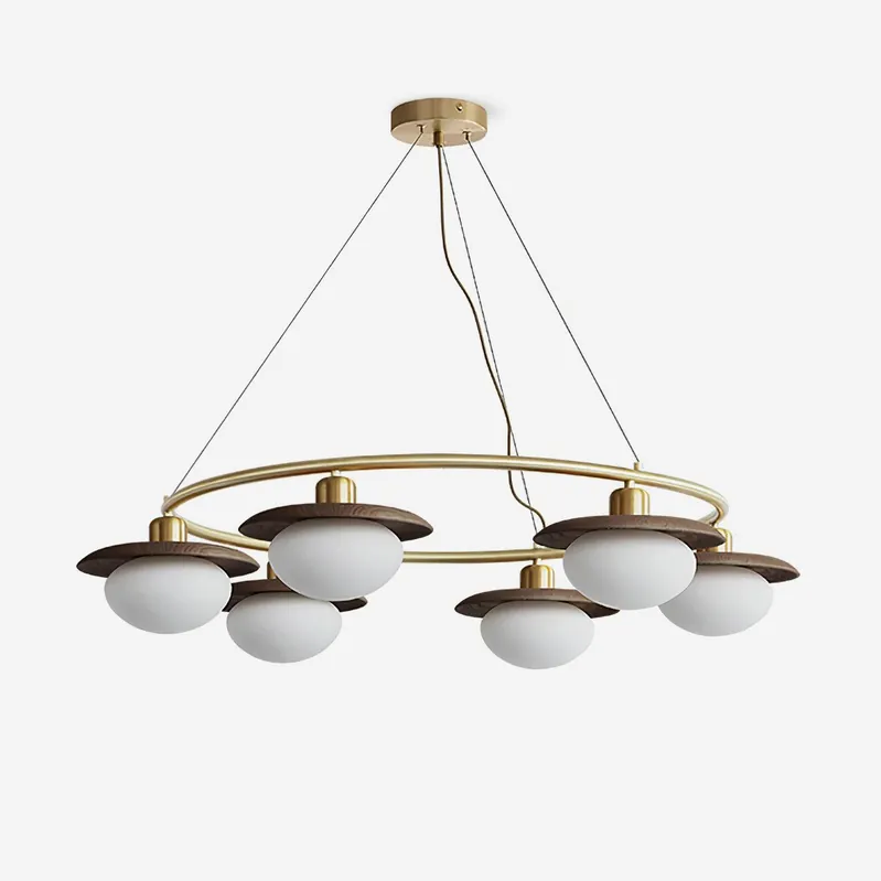 Gama Lustre Cuivre Bois Rond Vintage