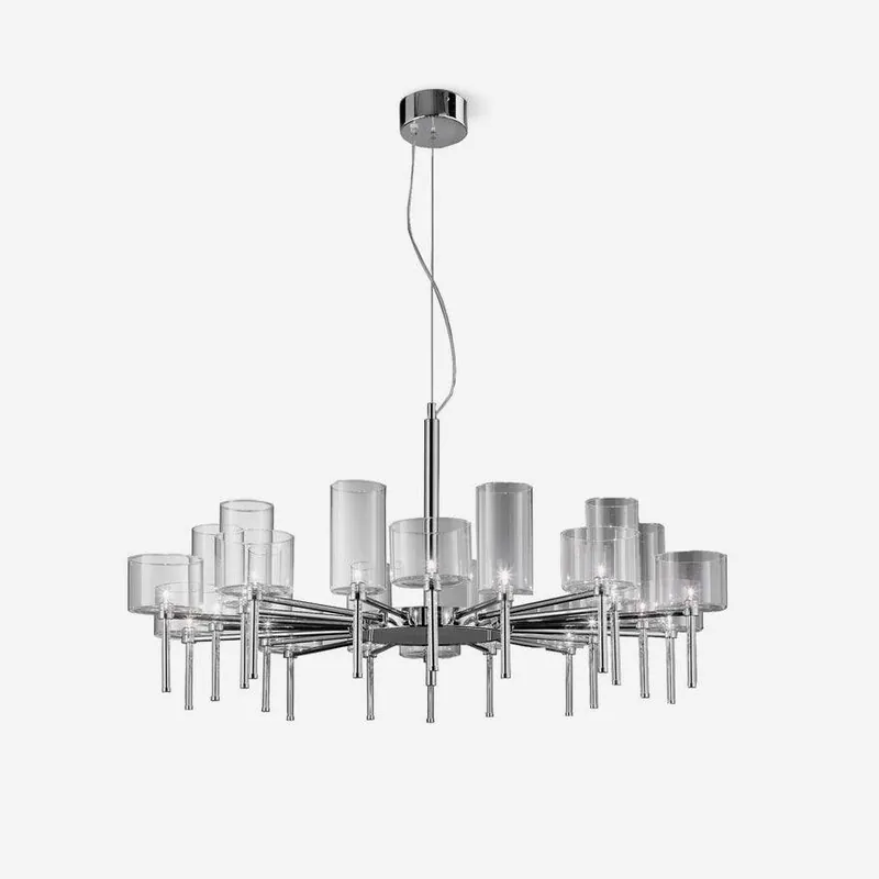 Zonia Lustre Disposition de Cylindres en Verre Chrome