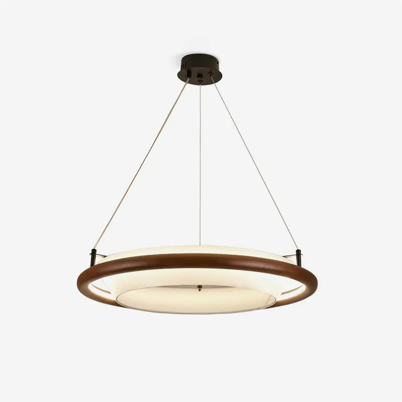 Breno Lustre Anneau en Bois Minimaliste
