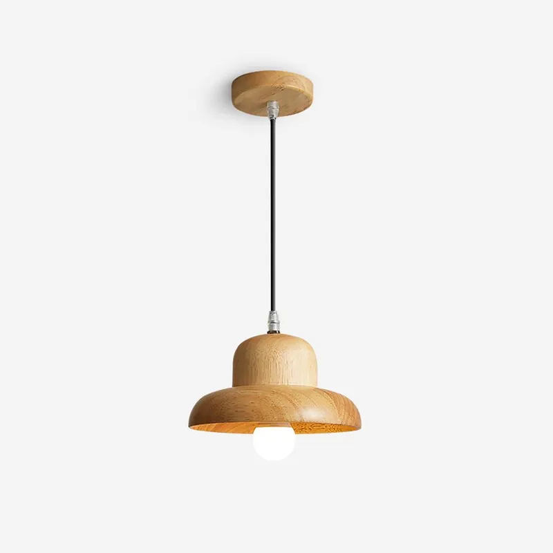 Lampe Suspendue en Forme de Chapeau en Bois Courbée Organique