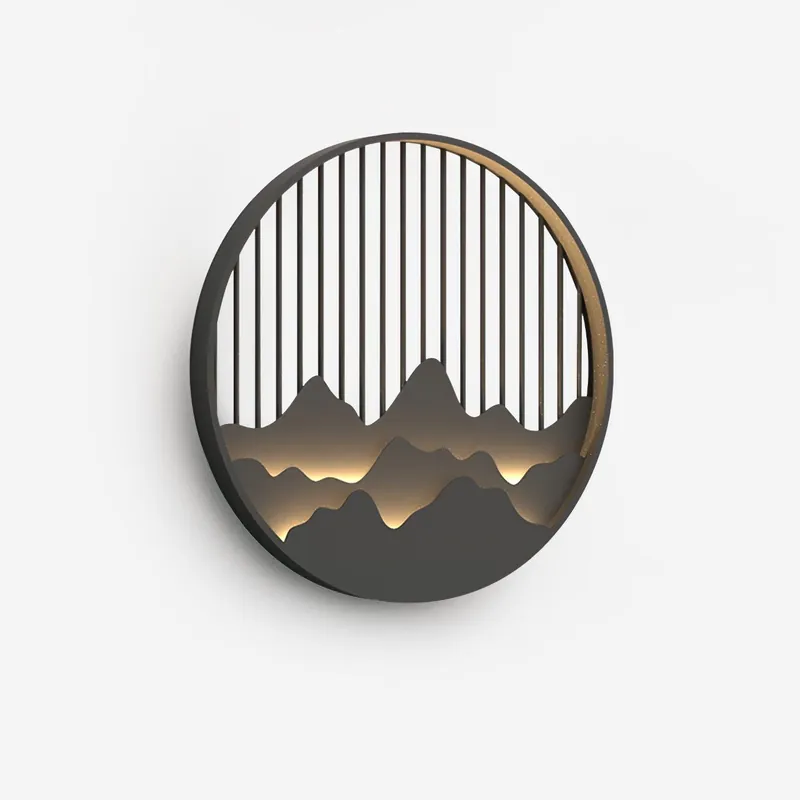 Mountain Wall Lamp Outdoor Circular Silhouette