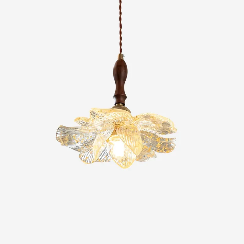 Dalie Suspension Lampe Lotus Pétales de Lotus en Résine Accents Dorés