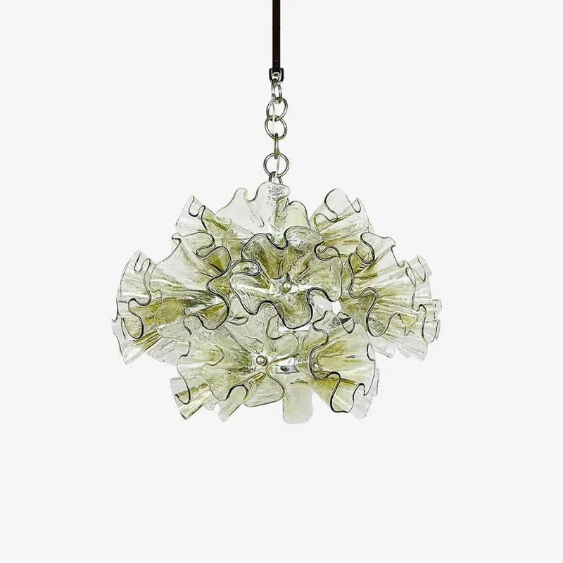 Zerelle Lampe Pendante Verre Froncé Fleur