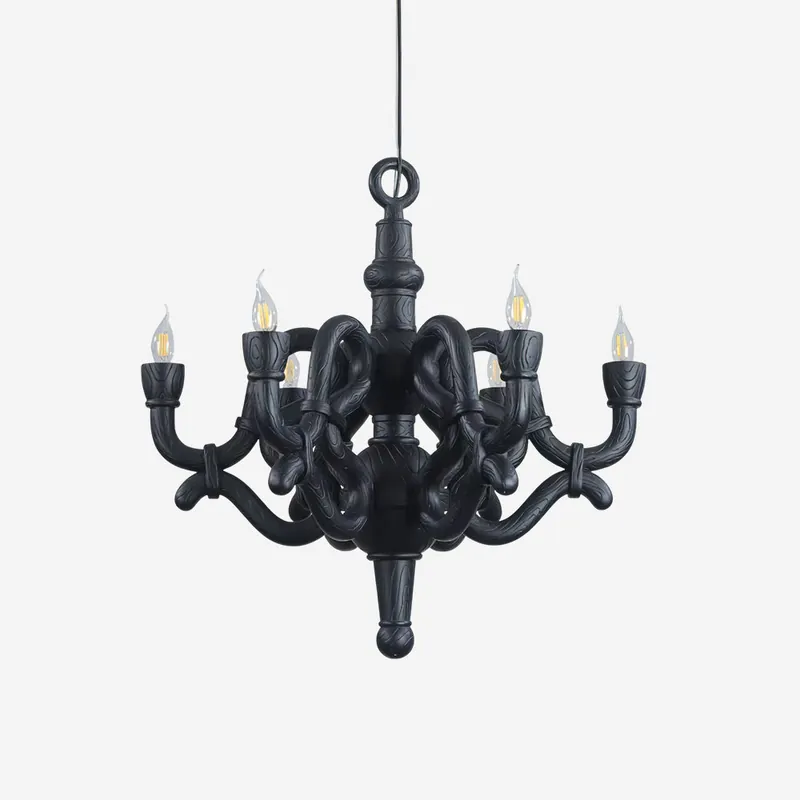 Nocturne Lustre Sculptural Bras en Faux-Bois