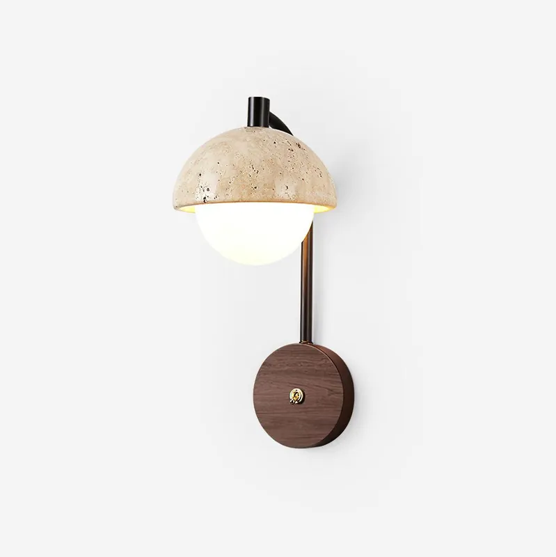 Ritta Wandlampe Travertin Holz Kuppel