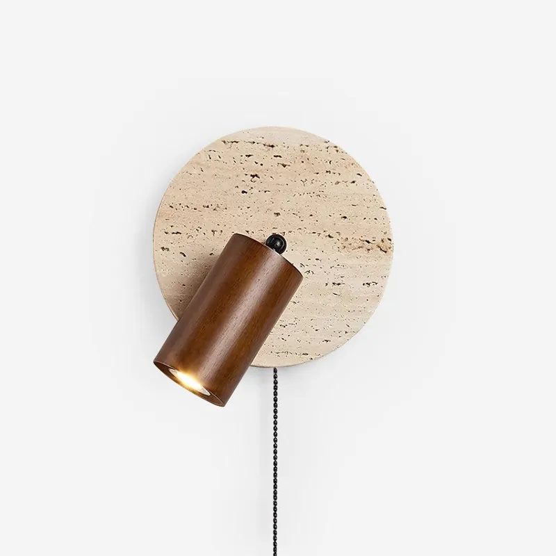 Felix Wandlampe aus Travertin Holz
