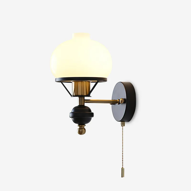 Aurum Wandleuchte Schwarz mit Kettenzugschalter