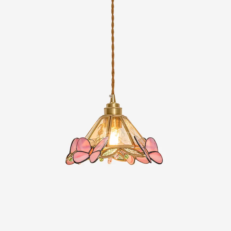 Tiffany Pendelleuchte Schmetterling aus geflecktem Glas