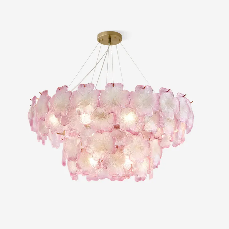 Ophelis Glas-Luster mit rosa Blumen