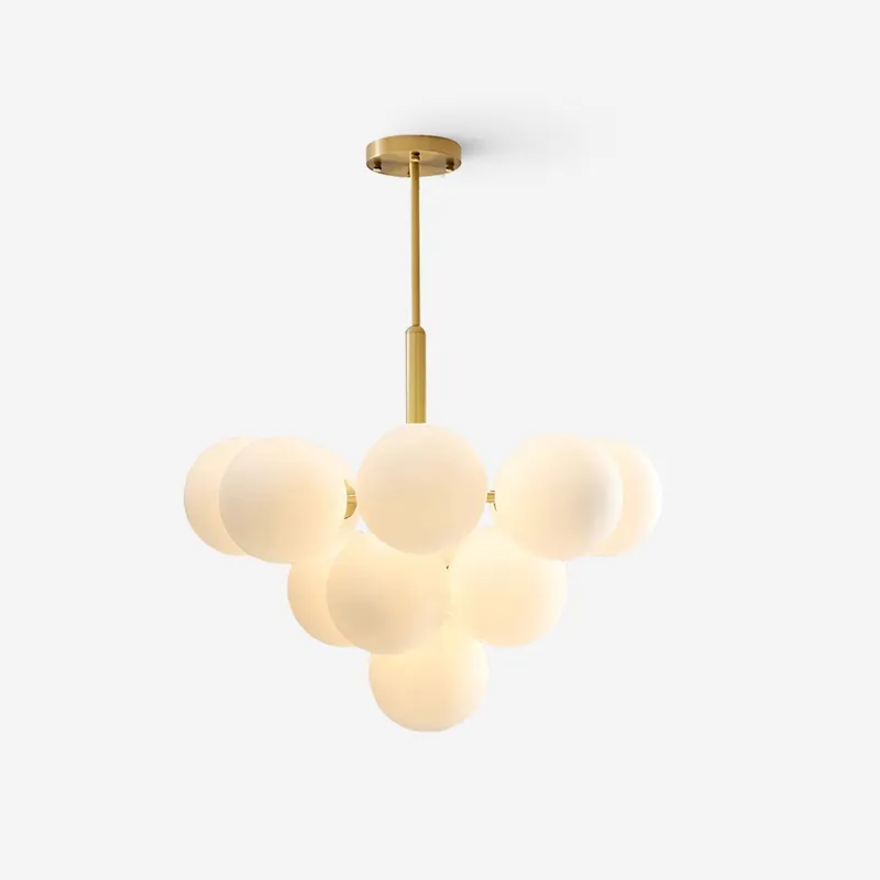 Globus-Pendelleuchte aus Glas mit Cluster und modernem Messingrahmen für das Zuhause