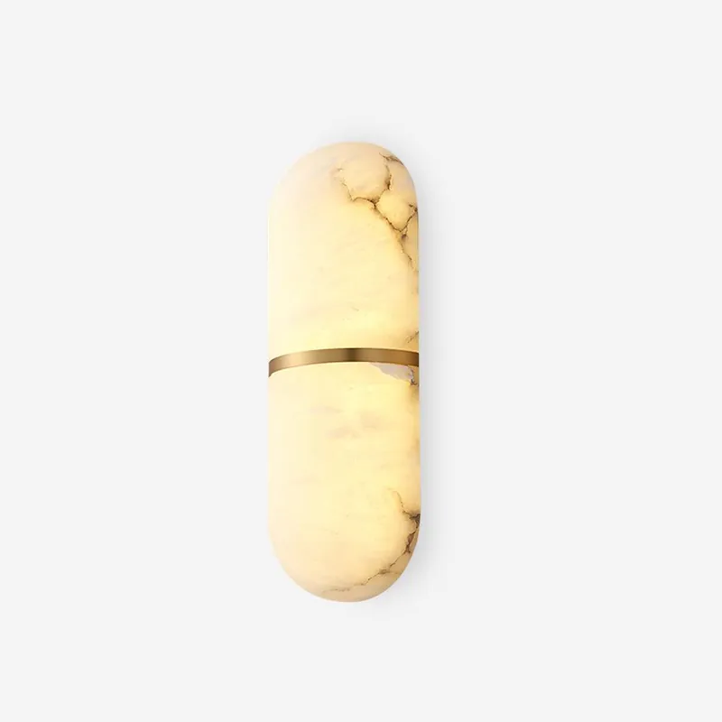 Wandleuchte Kapsel aus Alabaster Messingband Ambientelicht Luxus Sanft