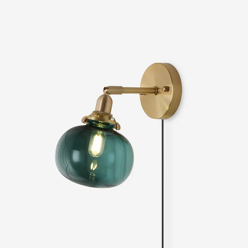 Barock Wandleuchte Plug-In mit Rauchglas-Schirm, Industrielles Messing