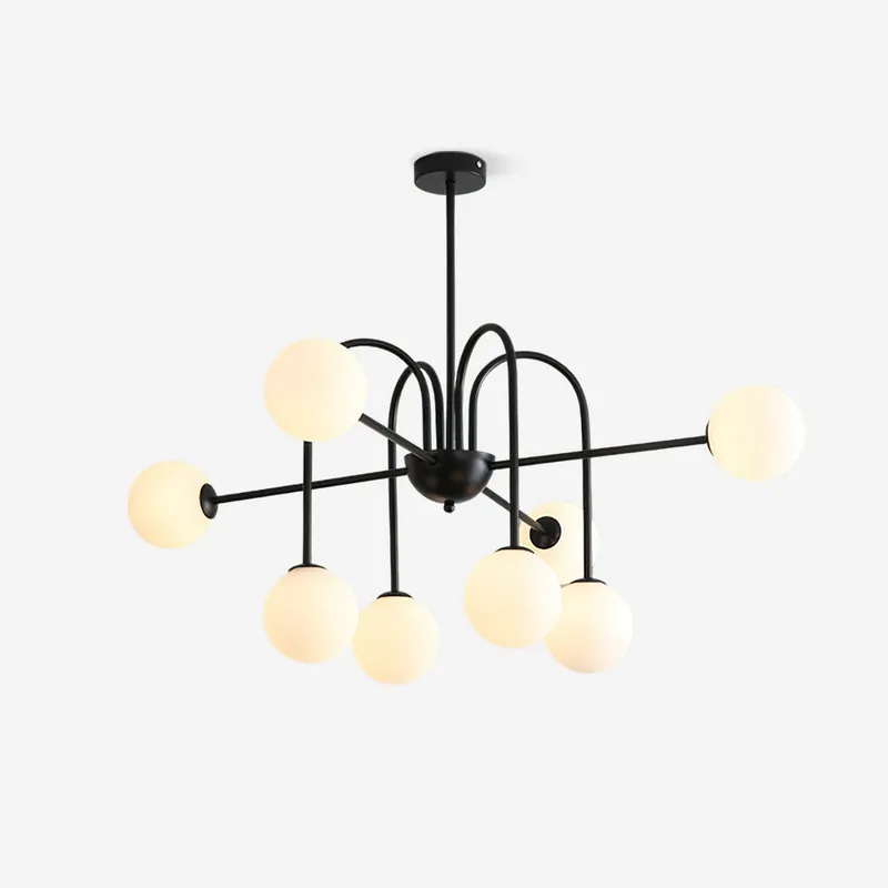 Virelli Kronleuchter mit Schwarzen Bögen, Minimalistische Glasglobes