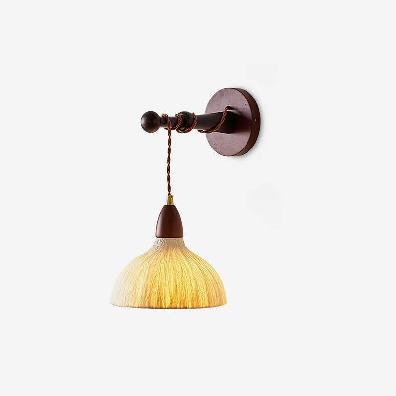 Wandlampe Aus Reispapier Mit Holzschirm Gemütlich und Minimalistisch