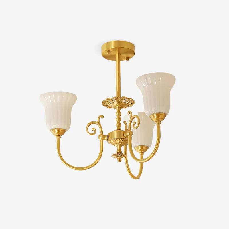 Kronleuchter Mit Messingarmen Und Weißem Glasschirm Opulent Luxus