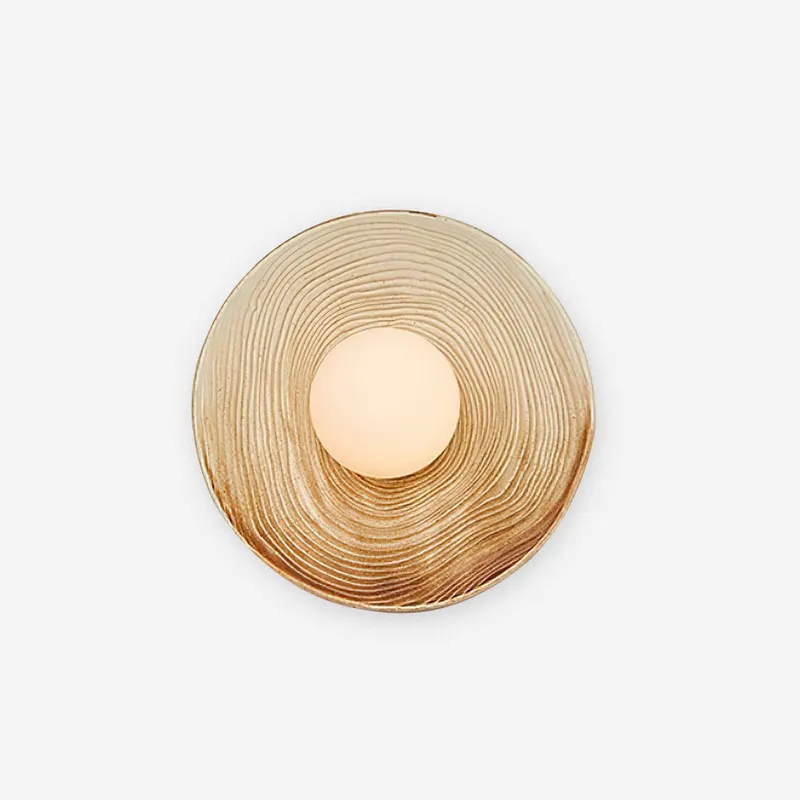Wandlampe Aus Texturierter Keramik Mit Holz-Akzenten Für Moderne Eingänge