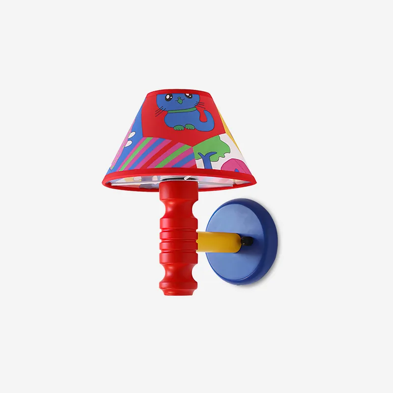 Wandleuchte mit Cartoon-Stoffschirm und Arm für das Kinderzimmer