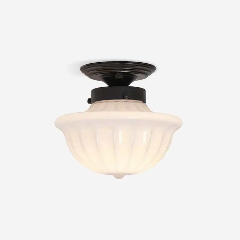 Evola Deckenlampe aus opalem Glas im Vintage-Stil