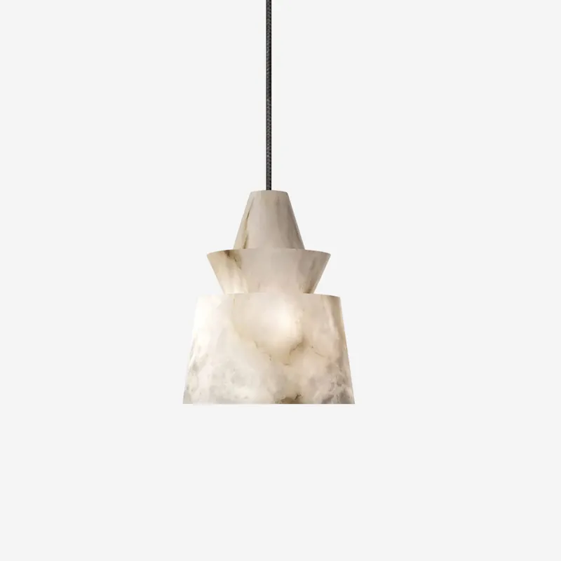 Ezion Überlagerte Hängelampe aus weißem Alabaster