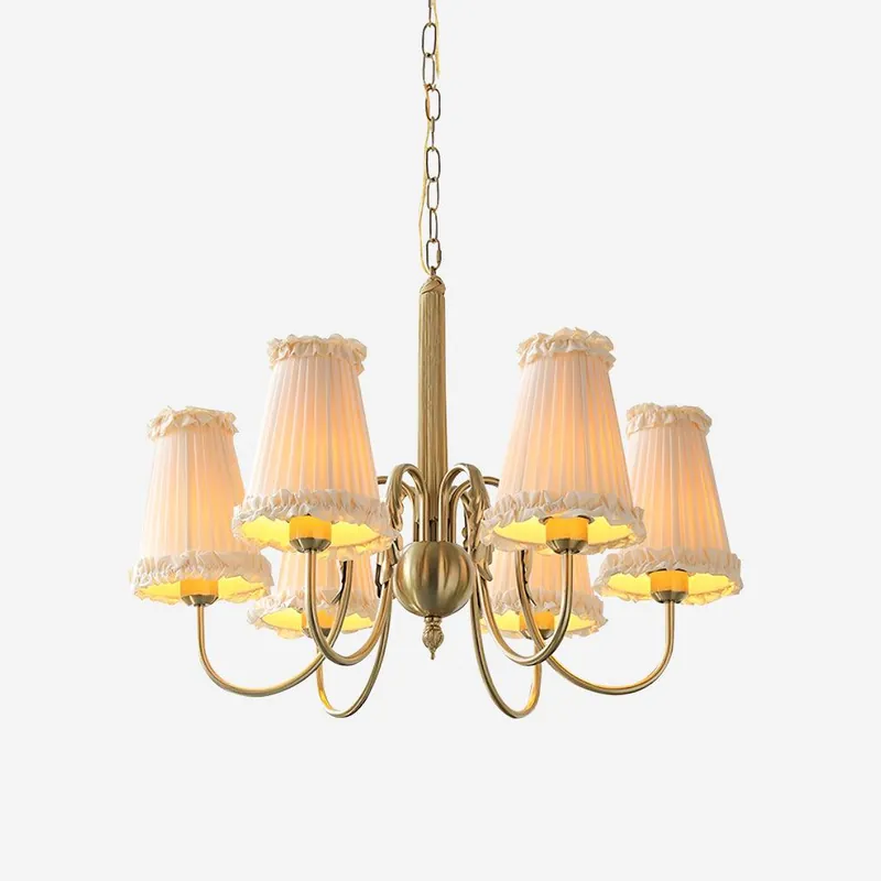 Faylin Vintage-Luster aus Messing mit plissierten Schirmen
