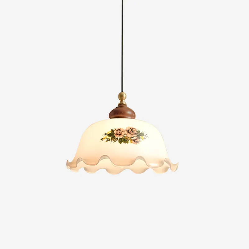 Belvia Vintage-Hängelampe aus floralem Glas